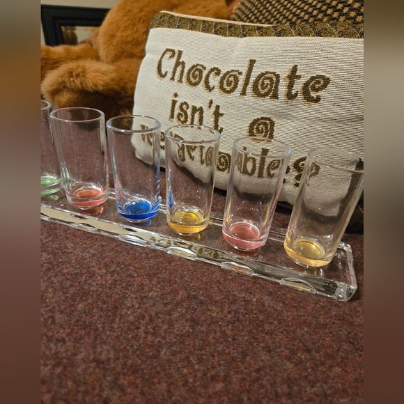 The Cellar Shot Glass Flight Serving Tray And 7oz Glass Set - Picture 2 of 5